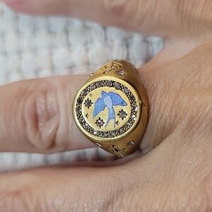 Bluebird of Happiness Unsinkable Gold Cignet Ring
